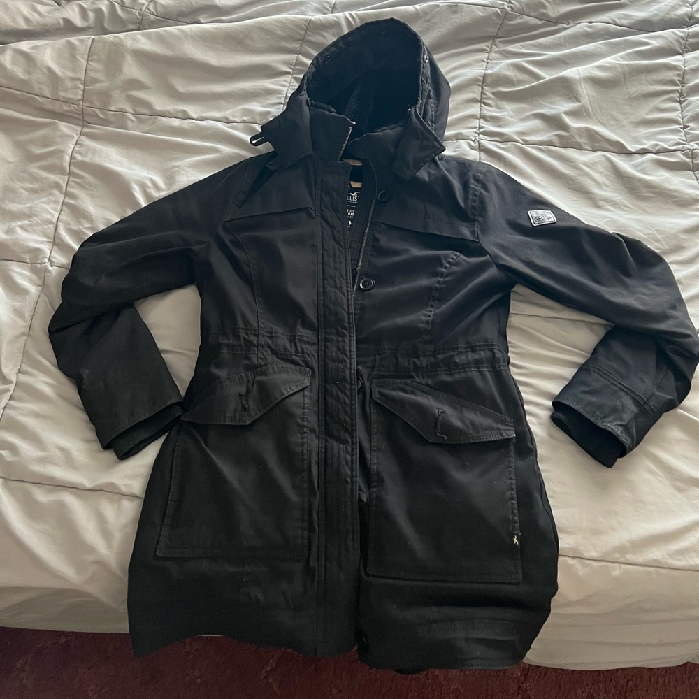 Black Hollister Parka Jacket